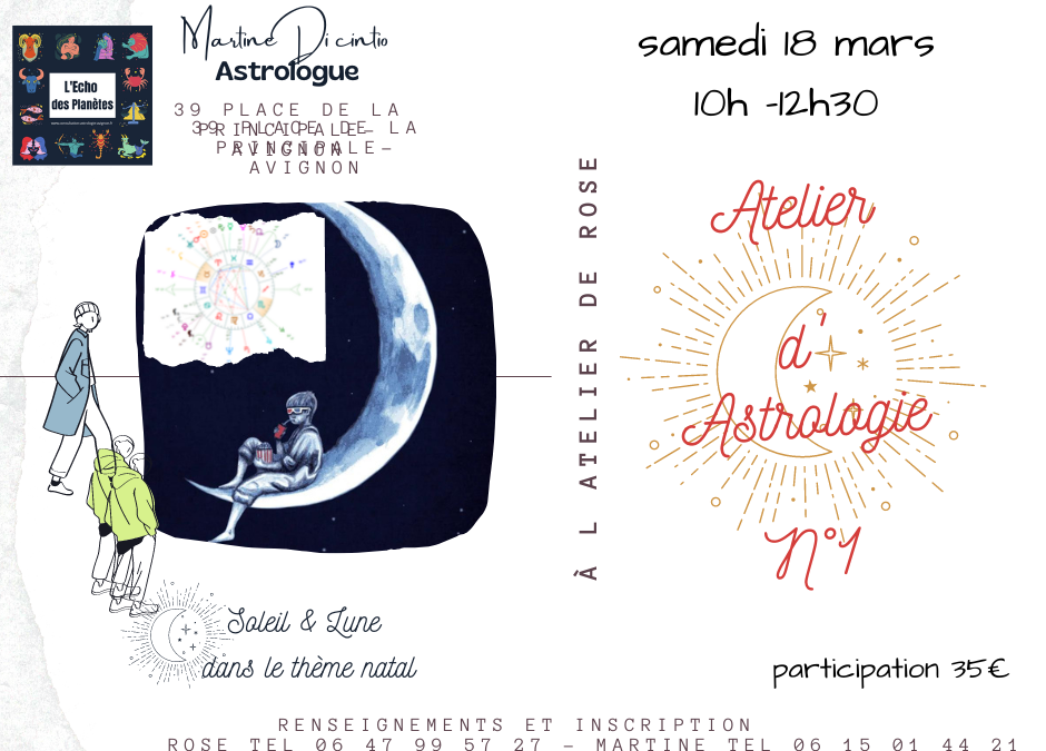 Atelier d’astrologie SAMEDI 18 mars 2023